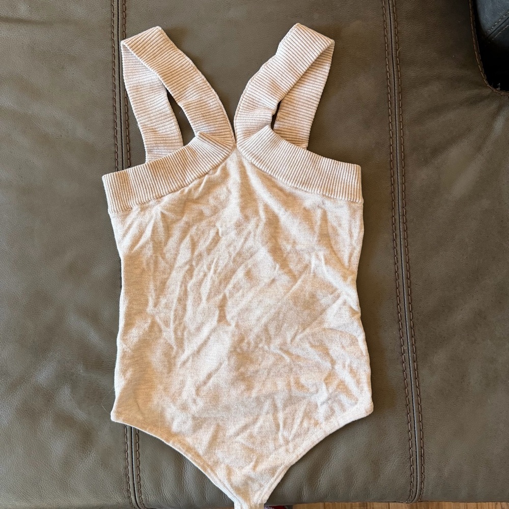 Elegant Cream Ribbed Bodysuit